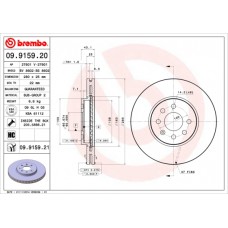 Диск гальмівний BREMBO 09.9159.21