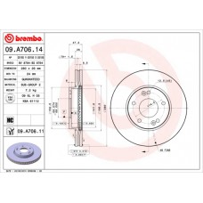 Диск гальмівний BREMBO 09.A706.11