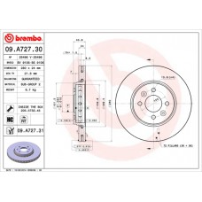 Диск гальмівний BREMBO 09.A727.31