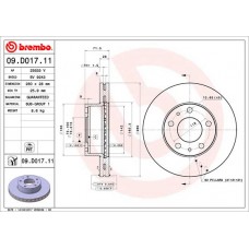 Диск гальмівний BREMBO 09.D017.11