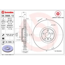 Диск гальмівний BREMBO 09.D899.13