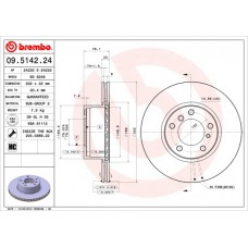 Диск гальмівний BREMBO 09.5142.24