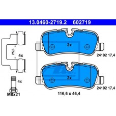 Комплект гальмівних колодок з 4 шт. дисків ATE 13.0460-2719.2