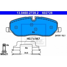 Комплект гальмівних колодок з 4 шт. дисків ATE 13.0460-2728.2