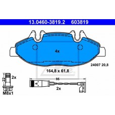 Комплект гальмівних колодок з 4 шт. дисків ATE 13.0460-3819.2