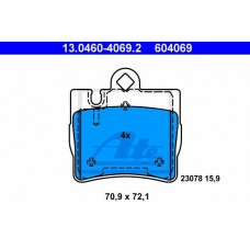 Комплект гальмівних колодок з 4 шт. дисків ATE 13.0460-4069.2