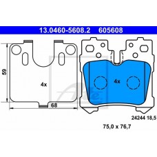 Комплект гальмівних колодок з 4 шт. дисків ATE 13.0460-5608.2