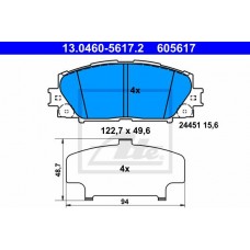 Комплект гальмівних колодок з 4 шт. дисків ATE 13.0460-5617.2