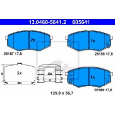 Комплект гальмівних колодок з 4 шт. дисків ATE 13.0460-5641.2