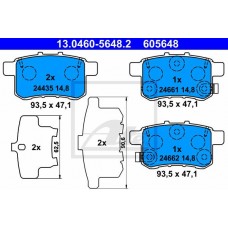 Комплект гальмівних колодок з 4 шт. дисків ATE 13.0460-5648.2