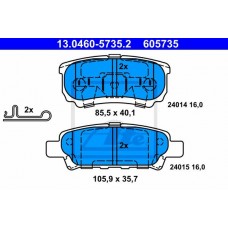 Комплект гальмівних колодок з 4 шт. дисків ATE 13.0460-5735.2