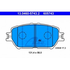 Комплект гальмівних колодок з 4 шт. дисків ATE 13.0460-5743.2