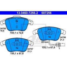 Комплект гальмівних колодок з 4 шт. дисків ATE 13.0460-7256.2