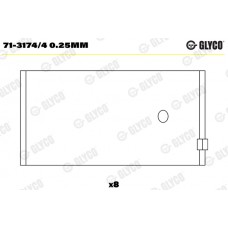 Комплект вкладишів двигуна GLYCO 71-3174/4 0.25MM