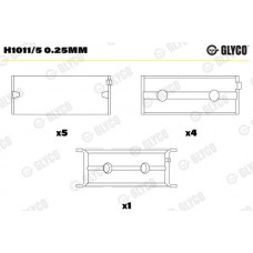 Вкладиші корінні GLYCO H1011/5 0.25MM