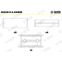 Вкладиші корінні GLYCO H1018/5 0.50MM