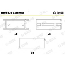 Вкладиші корінні GLYCO H1055/5 0.25MM