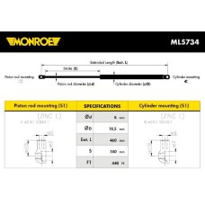 Демпфер дверей багажника MONROE ML5734