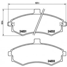 Комплект гальмівних колодок з 4 шт. дисків BREMBO P30020