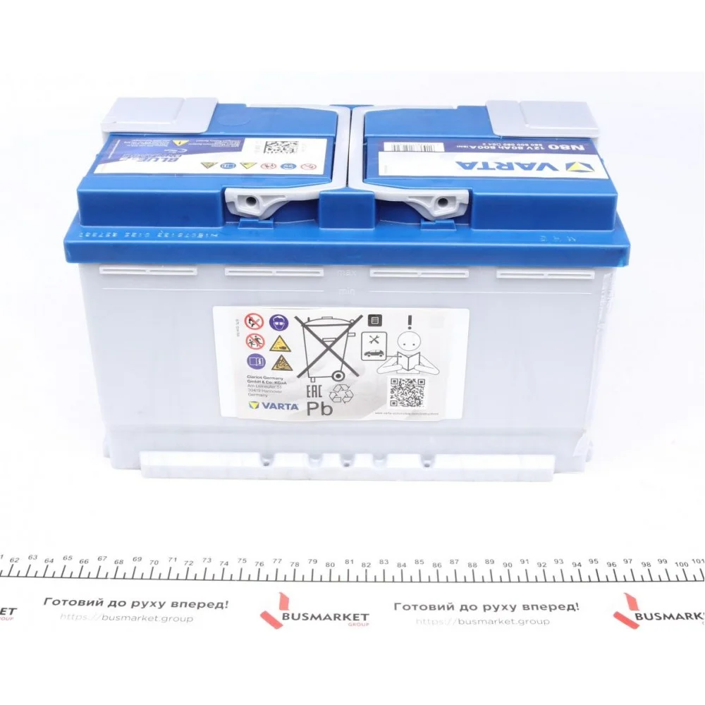 Акумуляторна батарея 80Ah/800A (315x175x190/+R/B13) (Start-Stop EFB) Blue Dunamic N80