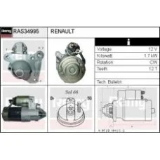 Стартер Renault Clio II 99-05/Kangoo 00-/Laguna II 01-05/Megane I/Scenic 1.9dTi 99-03 (1.7kw) (z=12)