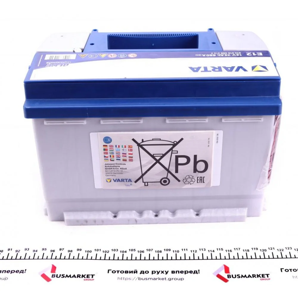 Акумуляторна батарея 74Ah/680A (278x175x190/+L/B13) Blue Dynamic E12