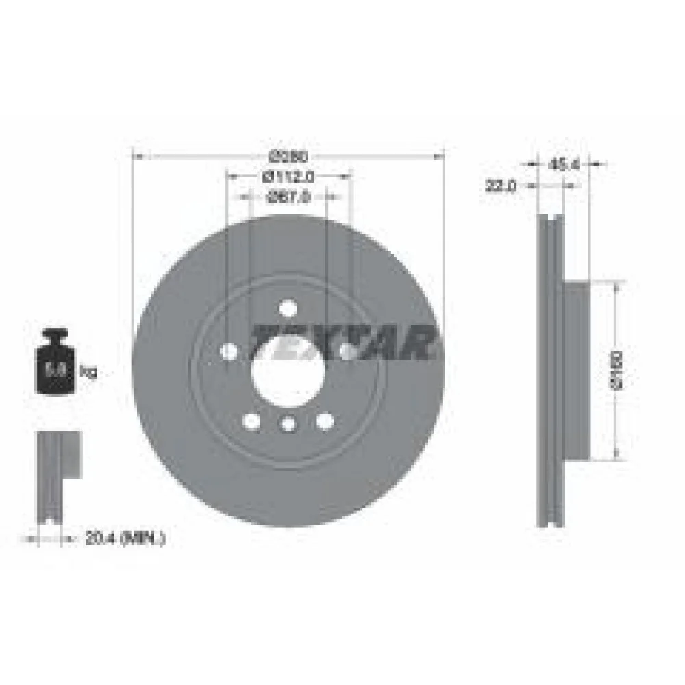 Диск гальмівний (передній) Mini (F54/F55/F56/F57) 13- (280x22) B36/B37/B38 PRO