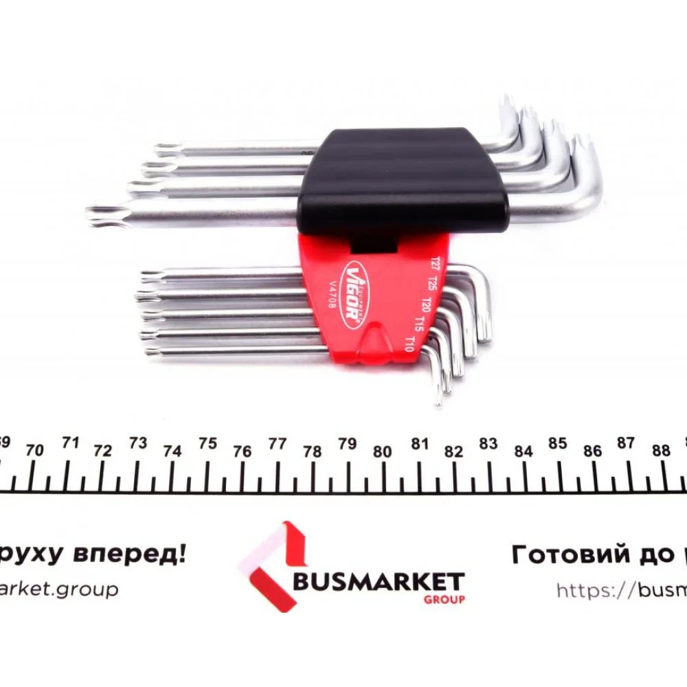 Набір ключів торцевих Г-подібних (9 шт) (T10/T15/T20/T25/T27/T30/T40/T50)
