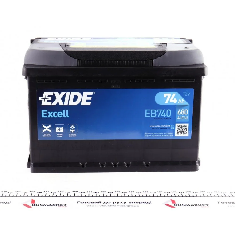 Акумуляторна батарея 74Ah/680A (278x175x190/+R/B13) Excell
