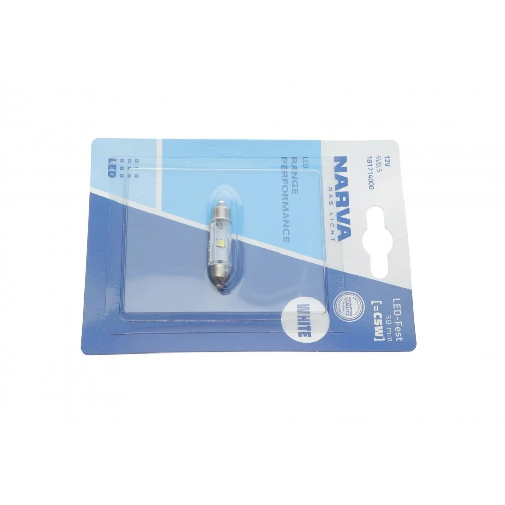 Автолампа 12V 0,6W SV8.5 (9.8x38mm) Festoon (LED)  (blister/1шт) (6000K)