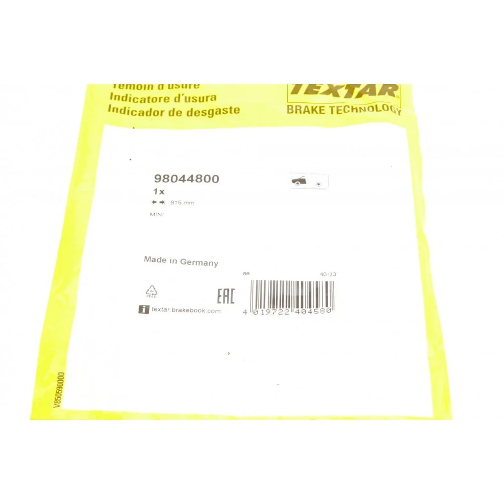 Датчик зносу гальмівних колодок (передніх) Mini (R56/R57/R58/R59)/Clubman (R55) 1.6/1.6D/2.0D 06-15
