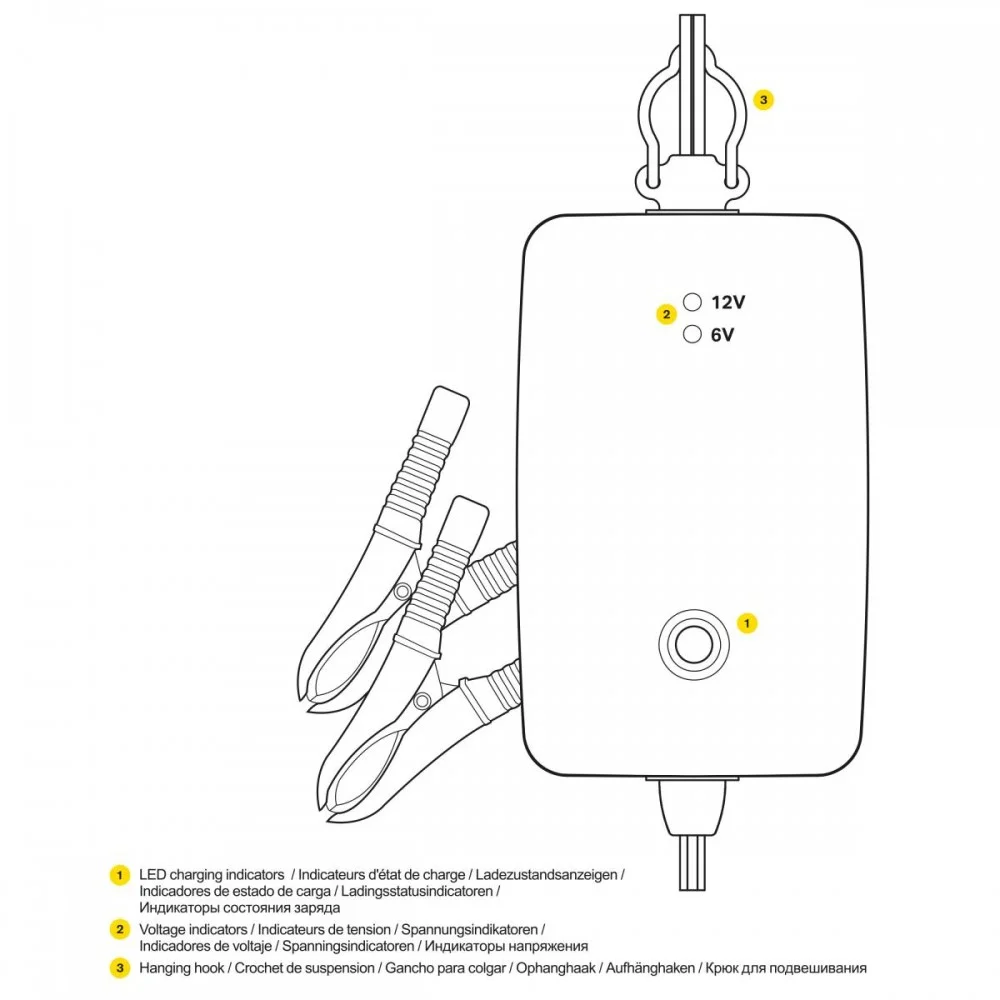 Зарядний пристрій (6/12V-1A) (Ca/Ca; GEL; VRLA; EFB; AGM/ до 60Ah)