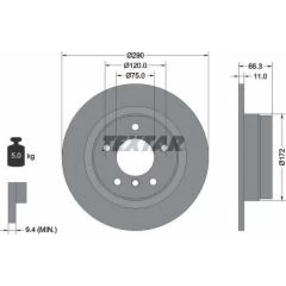Диск гальмівний (задній) BMW 1 (F20/F21)/ 2 (F22/F23) 11- (290x11) PRO