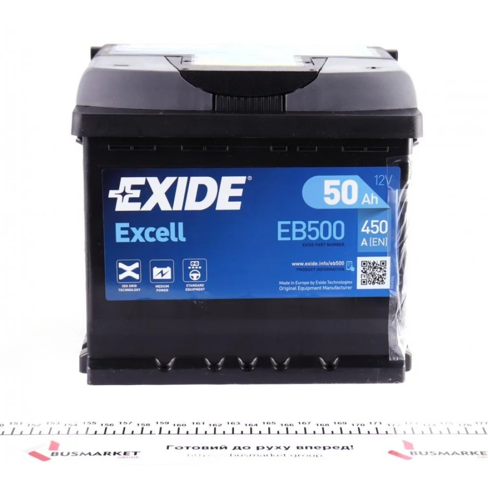 Акумуляторна батарея 50Ah/450A (207x175x190/+R/B13) Excell