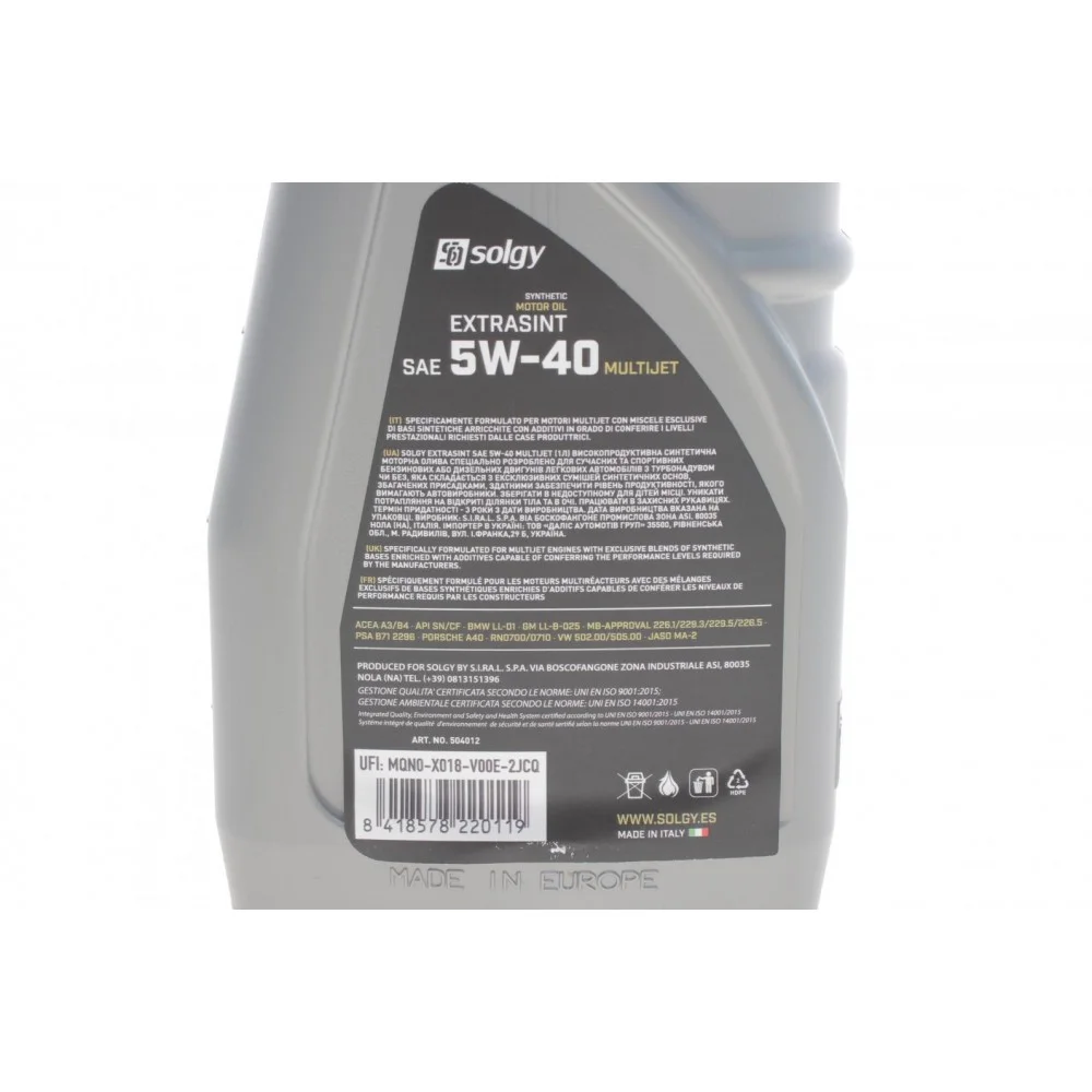 Олива 5W40 EXTRASINT MULTIJET (1L) (RN 0700/0710/MB226.51/API SN/CF/ACEA A3/C4)