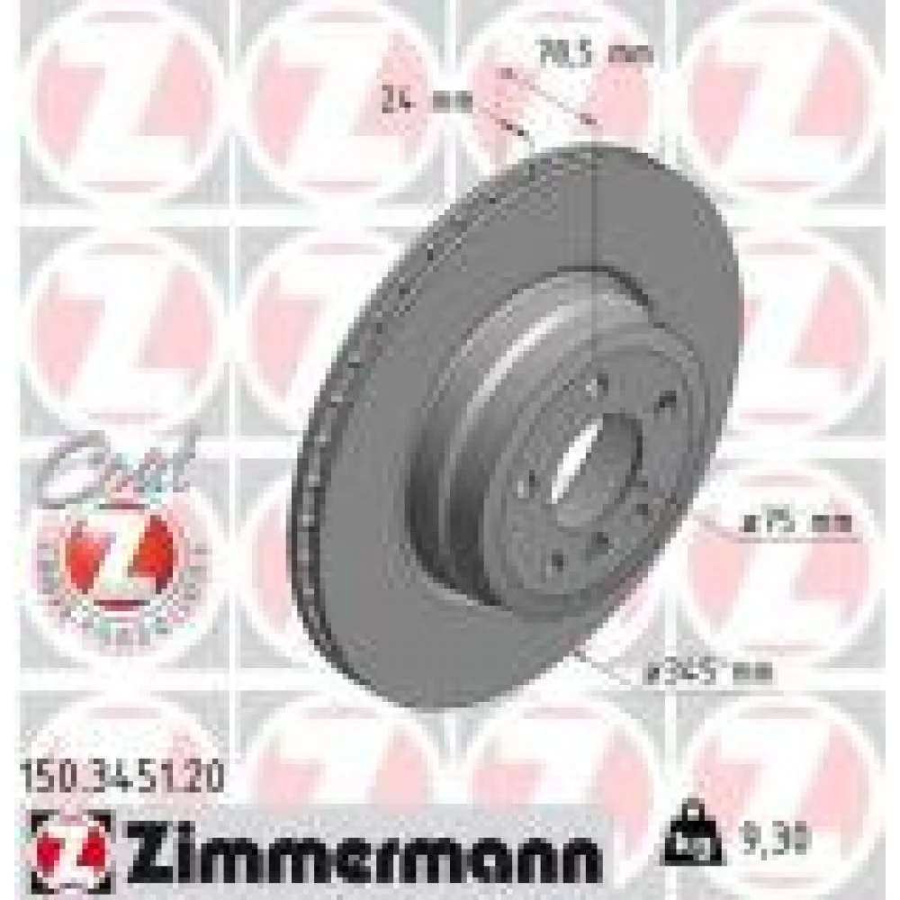 Диск гальмівний (задній) BMW X5 (E70/F15/F85)/X6 (E71,E72,F16) 06- (345x24) (з покриттям) (вентил.)