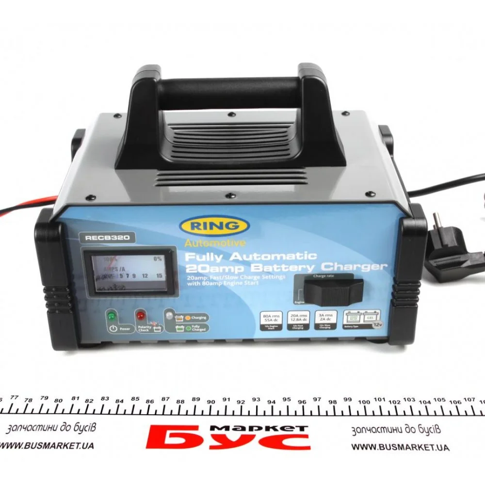 Пристрій пускозарядне (3-20A/запуск двигуна 80A/12V/амперметр/LED індикатори)