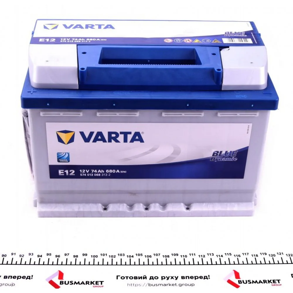 Акумуляторна батарея 74Ah/680A (278x175x190/+L/B13) Blue Dynamic E12