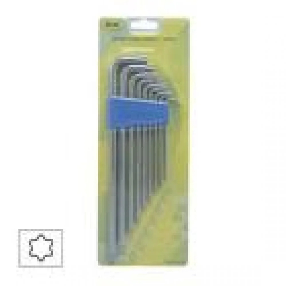 Набір ключів Г-подібних Torx (9 шт) (275мм) (Т10/Т15/Т20/Т25/Т27/Т30/Т40/Т45/Т50мм)