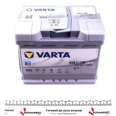 Акумуляторна батарея 60Ah/680A (242x175x190/+R/B13) (Start-Stop AGM) Silver Dynamic D52