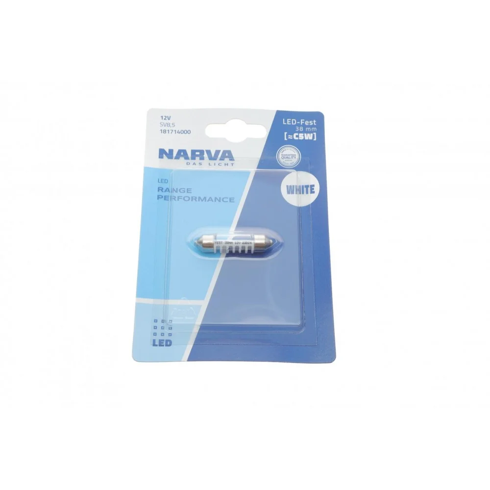 Автолампа 12V 0,6W SV8.5 (9.8x38mm) Festoon (LED)  (blister/1шт) (6000K)