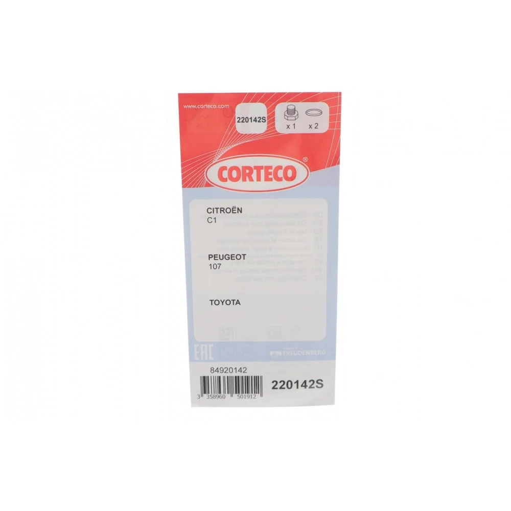 Болт зливу оливи + шайба Toyota Yaris/Citroen C1/Peugeot 107/108 1.0-1.33 02- (M12x1.25)
