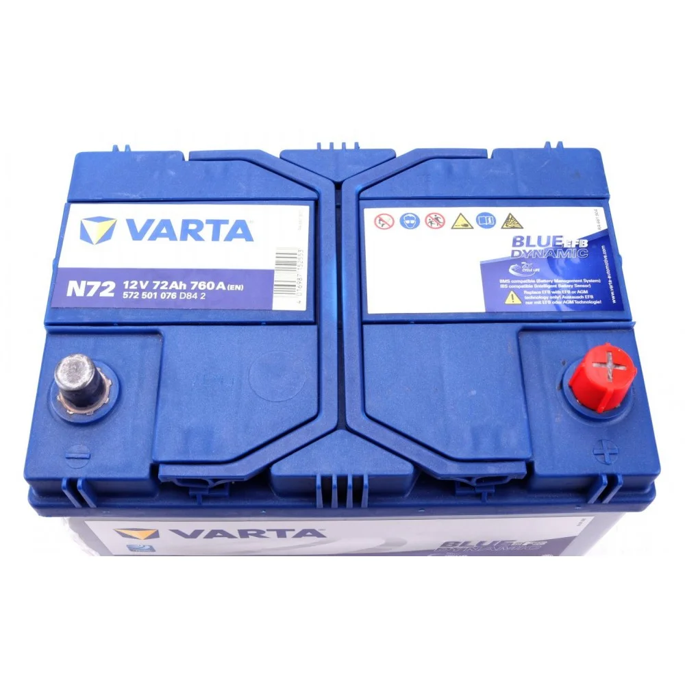 Акумуляторна батарея 72Ah/760A (261x175x220/+R/B01) (Start-Stop EFB) Blue Dynamic N72 Азія