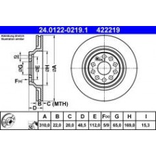 Диск гальмівний (задній) VW Passat 05-/Golf/Seat Leon 12- (310x22) (з покриттям) (вент.)