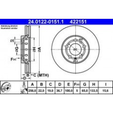 Диск гальмівний (передній) Skoda Fabia/Octavia 96-/Roomster 06-/VW Golf 97-06 (256x22)(з покр.)(вент)