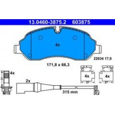 Колодки гальмівні (передні) Ford Tourneo Custom/Transit Custom/Transit V363 12- (BOSCH) (+датчики) (спарка)